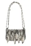 Rabanne Silver Nano Bag Metalic Leaves Shoulder Bag