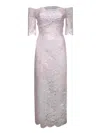 Rabanne Silver Pink Lace Long Dress In Pink