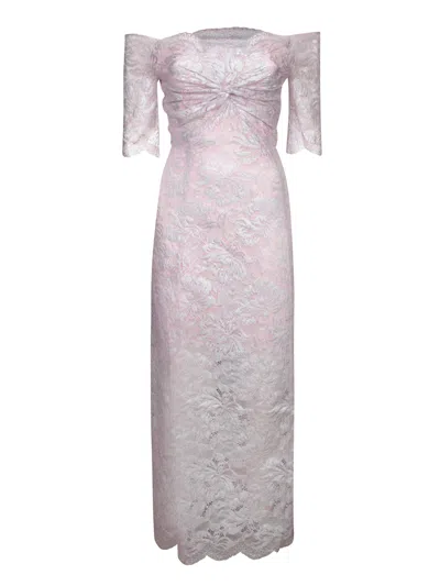 Rabanne Silver Pink Lace Long Dress