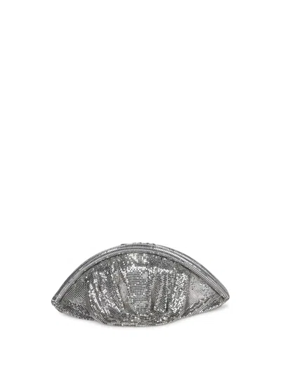 Rabanne Silver Pixel Clutch In Metallic