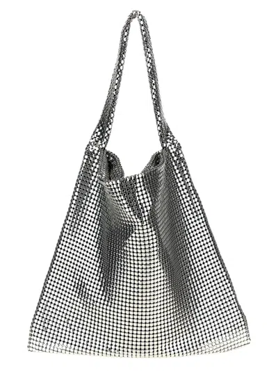 RABANNE SILVER PIXEL METALLIC TOTE BAG