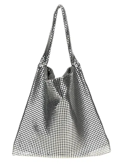 Rabanne Silver Pixel Metallic Shopping Bag