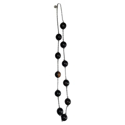 Pre-owned Rabanne Silver Sautoir With Wood Beads By Paco  In Multi