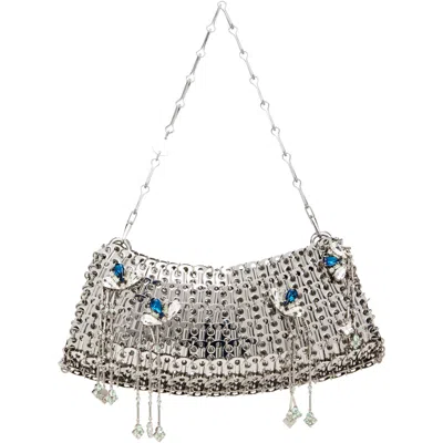 Rabanne Silver Signature Jewels 1969 Clutch Bag In P068 Silver / Blue S