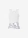 Rabanne Embellished Metallic Ribbed Stretch-cotton Jersey Tank