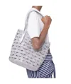 Rabanne Silver Tote Bag In Lurex Raffia In Silver