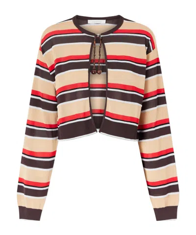 Rabanne Bead-embellished Striped Knitted Cardigan In Multi