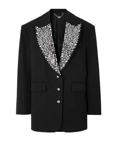 Rabanne Single Breasted Embroidered Embellished Blazer In Black