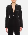 Rabanne Crystal-button Velour Single-breasted Blazer In Black