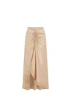 Rabanne Embroidered Eyelets Asymmetric Skirt In Beige