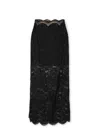 Rabanne Floral Lace Midi Skirt With Golden Buttons In Black