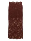 Rabanne Lace Midi Skirt In Cinnamon Brown In Brown