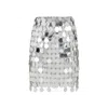 Rabanne Round Sequin Silver Polyester Mini Skirt In Grey