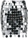 Rabanne Round Sequin Silver Polyester Mini Skirt In P Silver