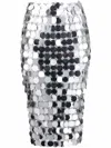 Rabanne Sequin Midi Skirt In P Silver
