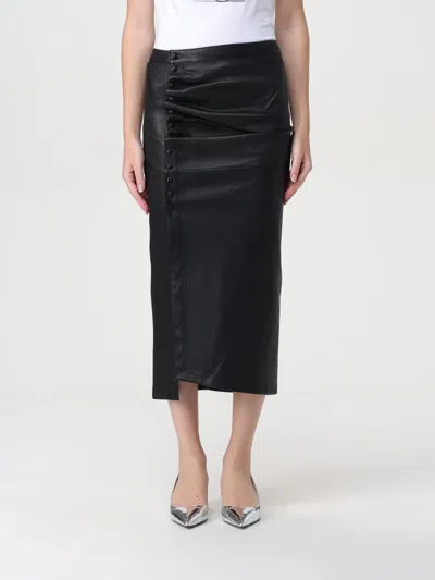 Rabanne Gathered-detail Leather Skirt In Black