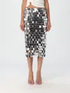 Rabanne Shimmering Midi Skirt With Circular Plastic Discs In Grau