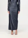 Rabanne Gathered Jersey Midi Skirt In Slate In Grau