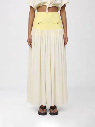 Rabanne Cotton And Crepe Maxi Skirt In Yellow