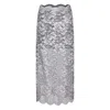 Rabanne Midi Skirt With Scalloped Waistline And Metallic Lace Fabric In Gray