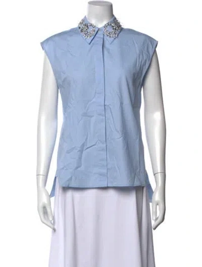 Pre-owned Rabanne Sleeveless Button-up Top In Blue