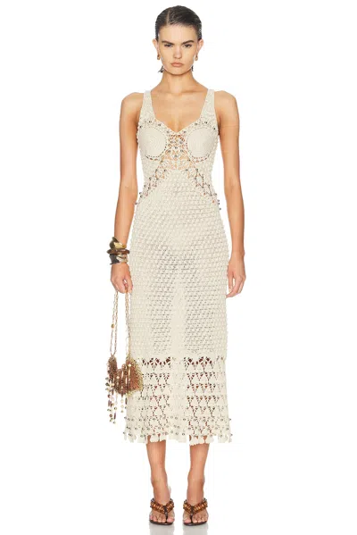 Rabanne Sleeveless Crochet Dress In Neutral