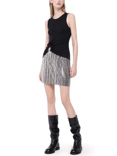 Rabanne Sleeveless Draped Mini Dress In Black