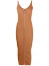 Rabanne Front Zip Dress In Braun