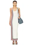 Rabanne Scoop-neck Stripe Button-side Maxi Dress In White