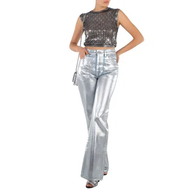 Rabanne Sleeveless Metallic Knit Jacquard Top, Size Small