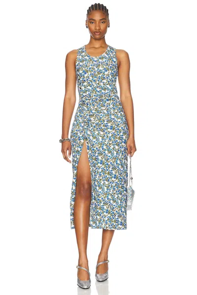 Rabanne Sleeveless Midi Dress In Golden Thistle & Green