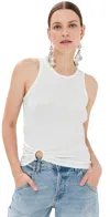 Rabanne Ring-detail Cotton-blend Jersey Tank Top In White