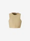 Rabanne Back Bow Sleeveless Cropped Crew Neck Top