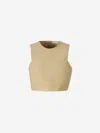 Rabanne Back Bow Sleeveless Cropped Crew Neck Top