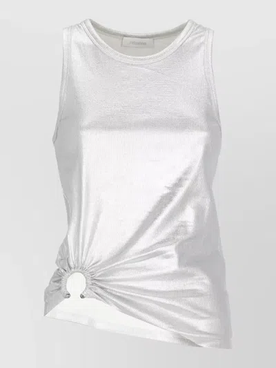 Rabanne Sleeveless Top Metal Hem Ring Detail In White