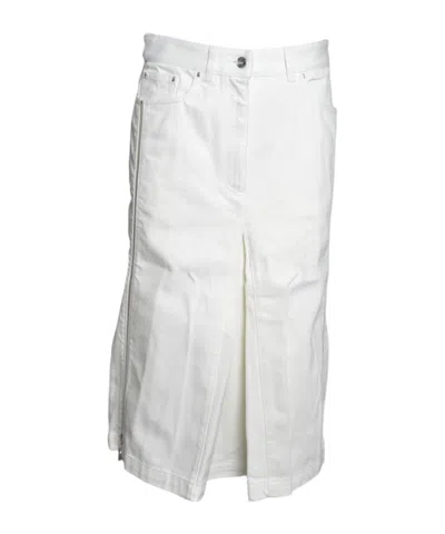 Rabanne Slit-detailed Denim Skirt In Gray