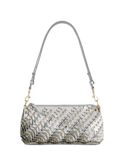 Rabanne Small Bag In Silver Leather With Tone On Tone Eyelets