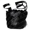 Rabanne Small Black Bucket Paco Bag In Leather