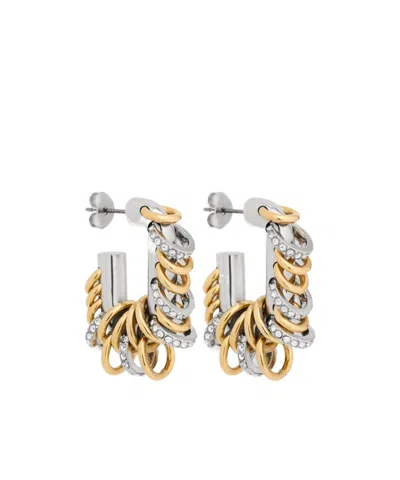 Rabanne Small Punk Xl Link Earrings In Bicolor Silver And Gold