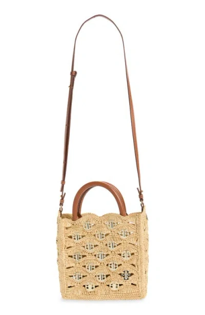 Rabanne Small Signature 1969 Discs Raffia Tote In Natural/light Gold
