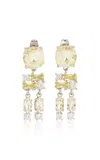 Rabanne Small Silver-tone Crystal Drop Earrings In Green