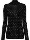 Rabanne Embellished Fitted Turtleneck Long Sleeve Top In Black