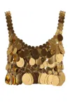Rabanne Womens Gold Sequin-embellished Cropped Metallic Top In Gold