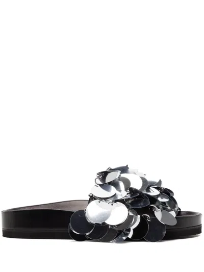Rabanne Sparkle Disc-detailing Sandals In Silver