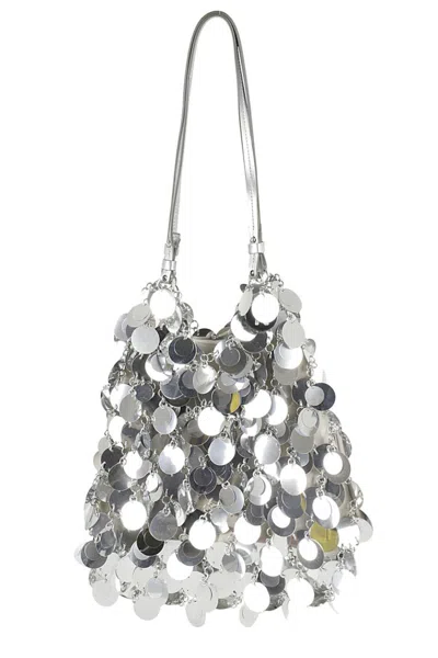 Rabanne Sparkle Discs Large Bag In Silver