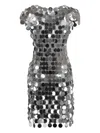 Rabanne Black Maxi Sequins Mini Dress In Silver