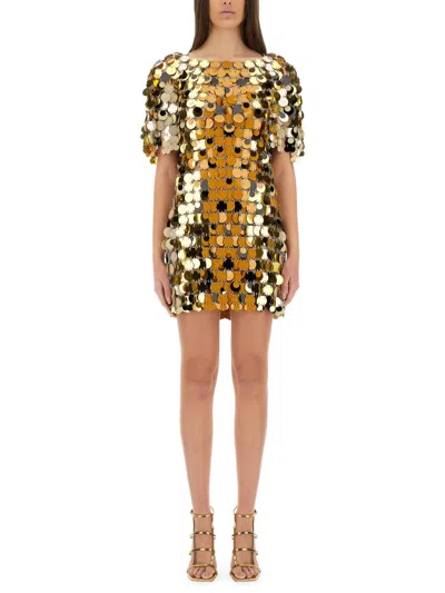 Rabanne "sparkle Discs" Mini Dress In Gold