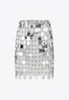 Rabanne Round Sequin Silver Polyester Mini Skirt In Silver