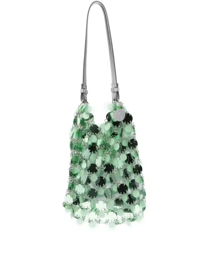 Rabanne Sparkle Discs Shoulder Bag In Green