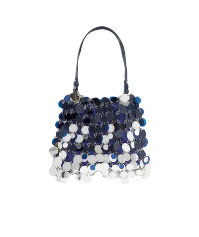 Rabanne Sparkle Leather-trimmed Pailette-embellished Faille Tote In Black